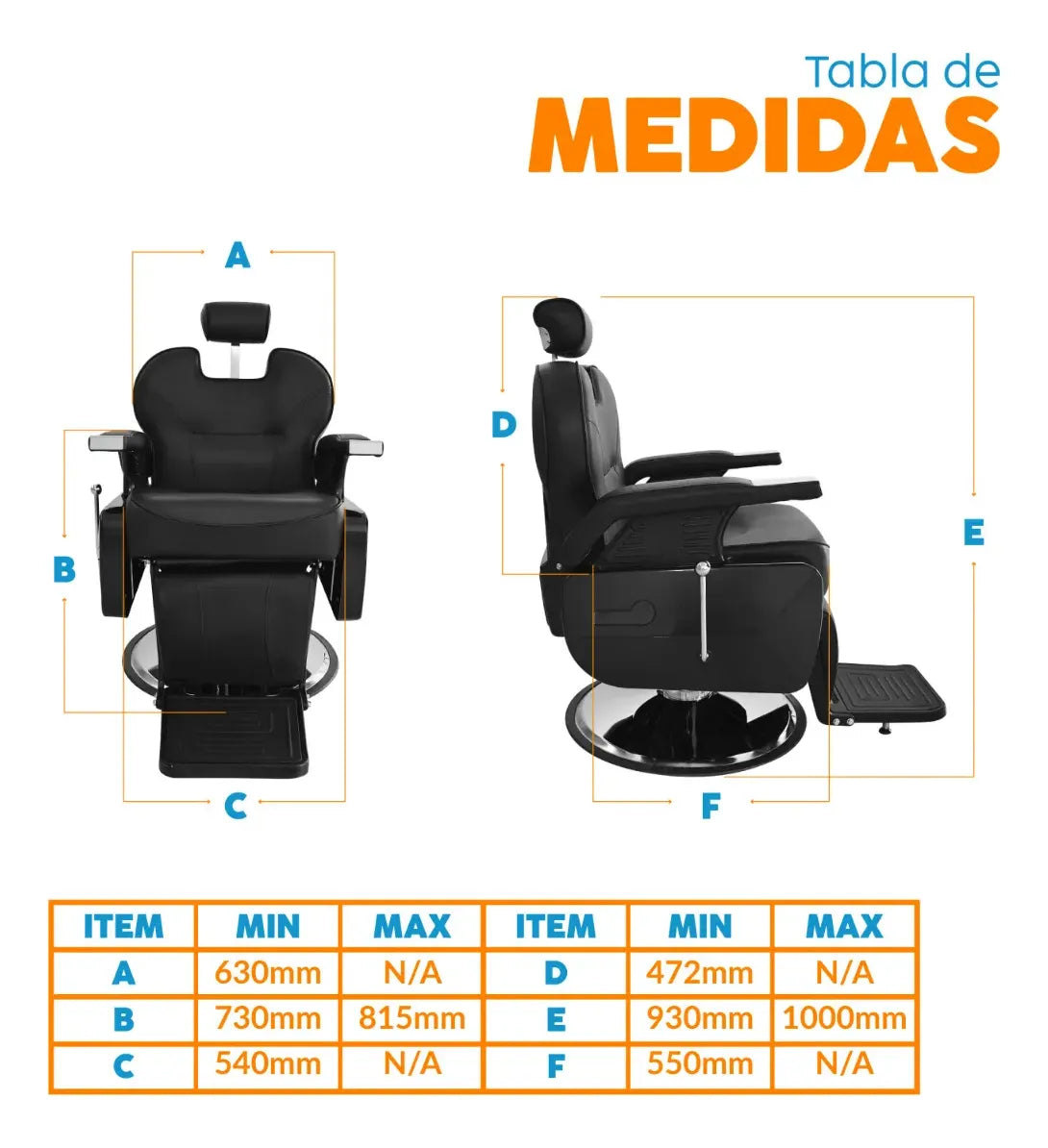 Silla Para Peluquería Barbería Reclinable Negro Base Redonda