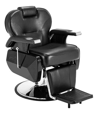 Silla Para Peluquería Barbería Reclinable Negro Base Redonda