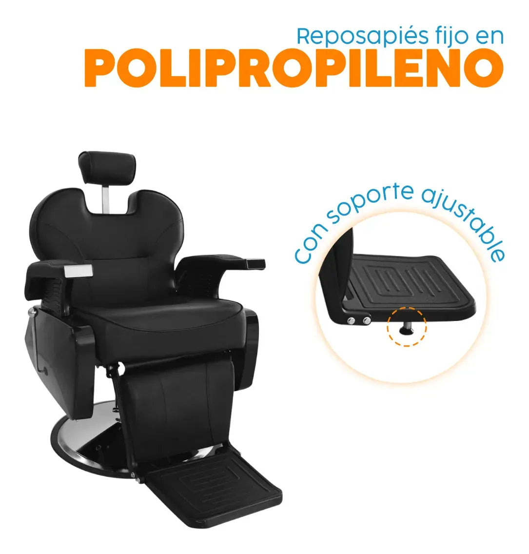 Silla Para Peluquería Barbería Reclinable Negro Base Redonda