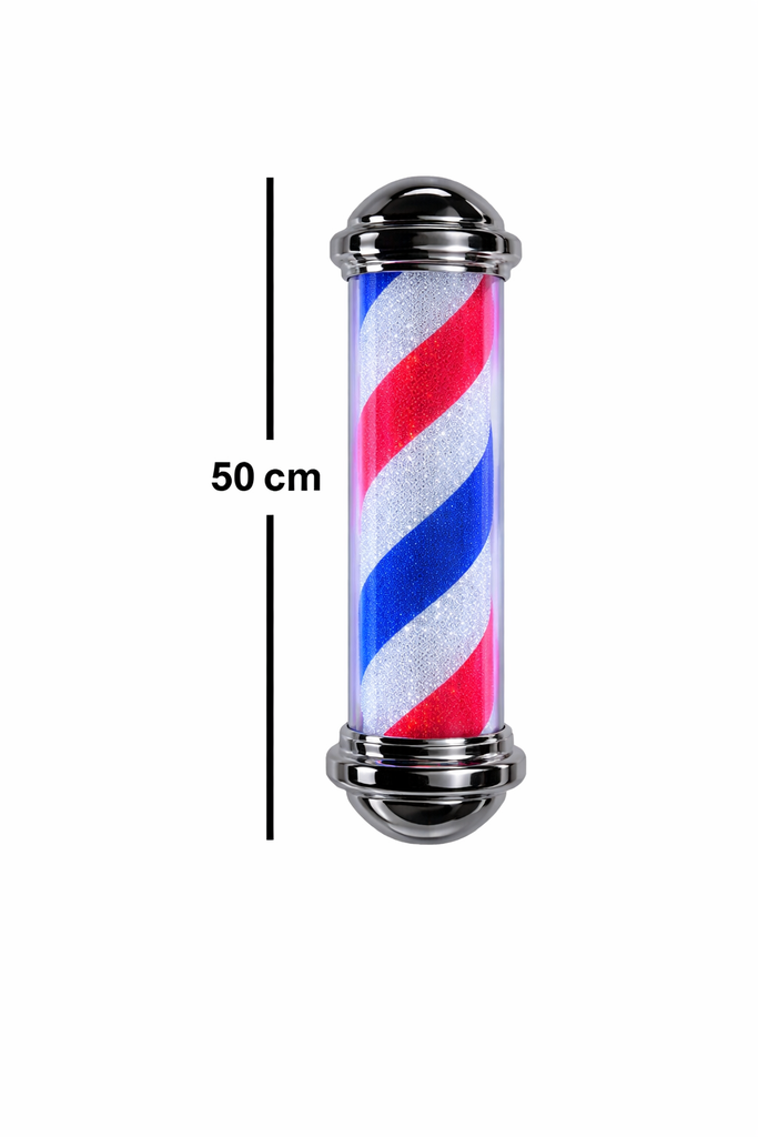 Barber Pole Lampara Barberia Plateado LED 50cm